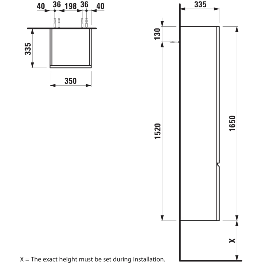 LAUFEN H4831220954791 - Vonios spintelė PRO 165 cm ąžuolas