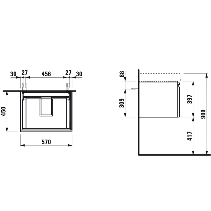 LAUFEN H4833720964791 - Vonios spintelė po praustuvu PRO 57 cm, ąžuolas