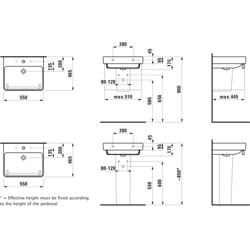 LAUFEN H8109620001041 - Praustuvas ant stalviršio/pakabinamas PRO 55x46,5 cm keramika/balta