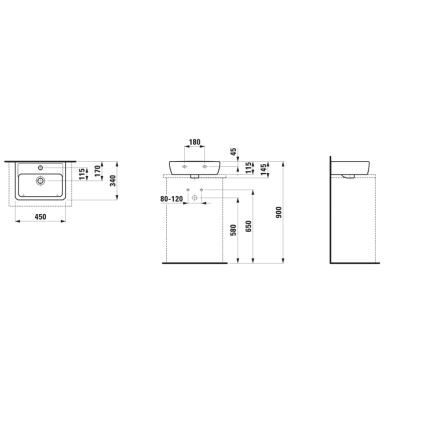 LAUFEN H8119520001041 - Pastatomas praustuvas PRO 45x34 cm keramika/balta