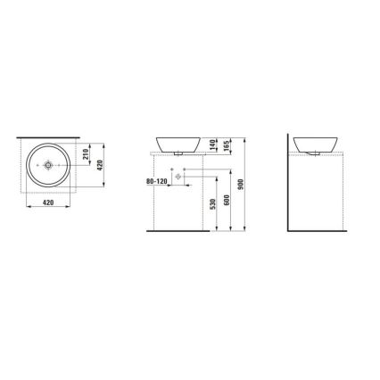 LAUFEN H8129620001091 - Pastatomas praustuvas PRO diametras 42 cm keramika/balta