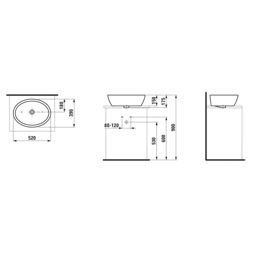 LAUFEN H8129640001121 - Pastatomas praustuvas PRO 52x39 cm keramika/balta