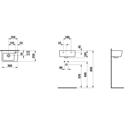 LAUFEN H8169550001061 - Pakabinamas praustuvas PRO 36x25 cm keramika/balta