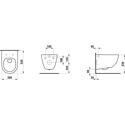 LAUFEN H8209664000001 - Pakabinamas tualetas PRO keramika/balta
