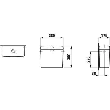 LAUFEN H8269520009721 - PRO nuleidimo bakelis šoninis įvadas keramika/balta