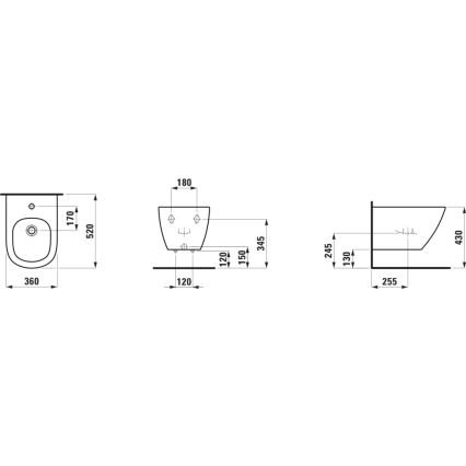 LAUFEN H8300810003021 - Pakabinama bidė LUA keramika/balta