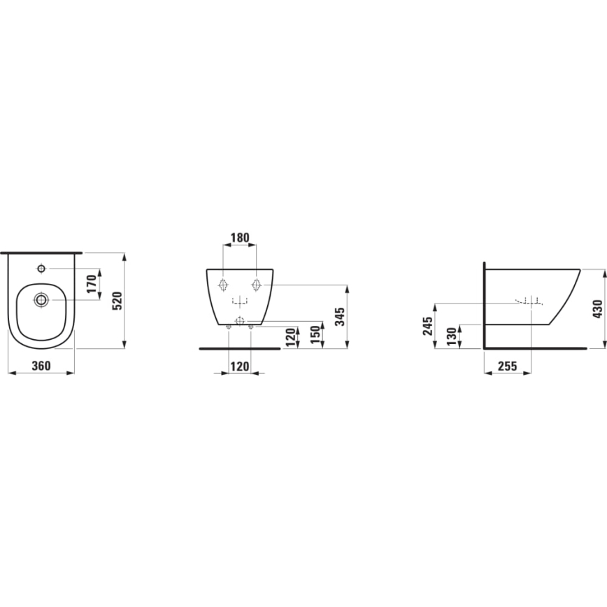 LAUFEN H8300810003021 - Pakabinama bidė LUA keramika/balta