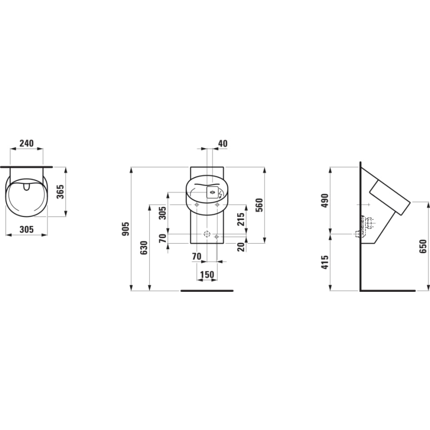 LAUFEN H8402867160001 - Pisuaras su jutikliu VAL 230V, galinis vandens įvadas, galinis nuotekų išvedimas, keraminė/matinė juoda