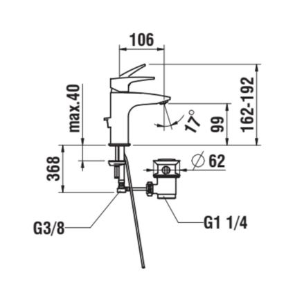 LAUFEN HF500701100000 - Praustuvo čiaupas + kriauklės nuotekų sistema su pertekliumi LAURIN 16,2 cm blizgus chromas
