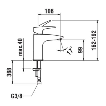 LAUFEN HF500702428000 - Maišytuvas praustuvui LAURIN 16,2 cm matinė titano juoda