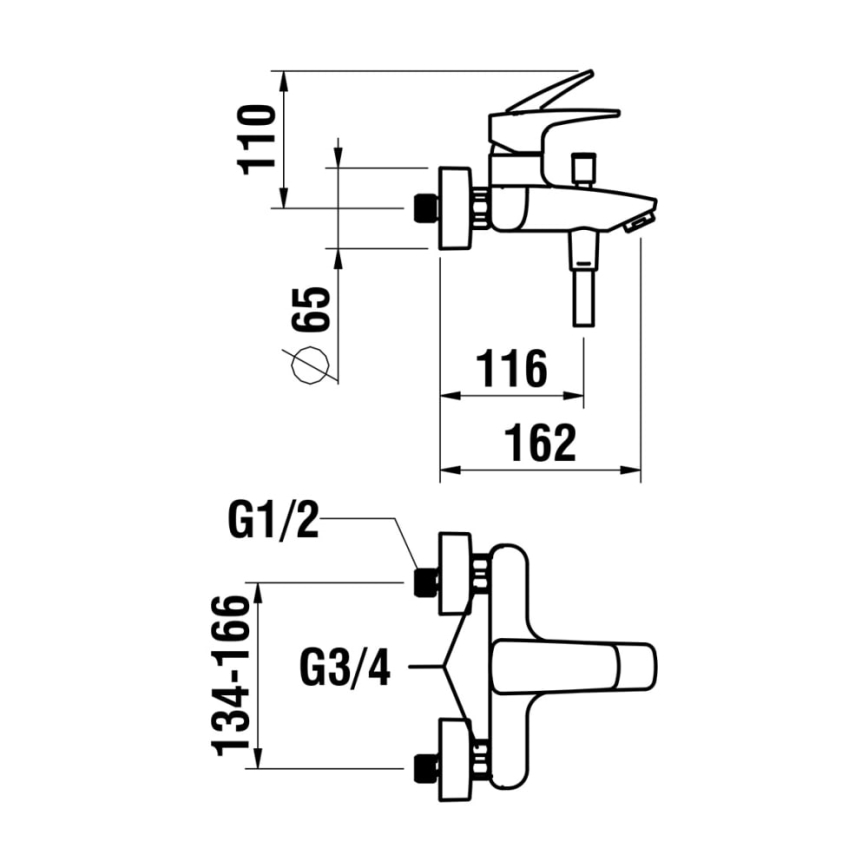 LAUFEN HF500760100600 - Vonios komplektas su čiaupu LAURIN blizgus chromas