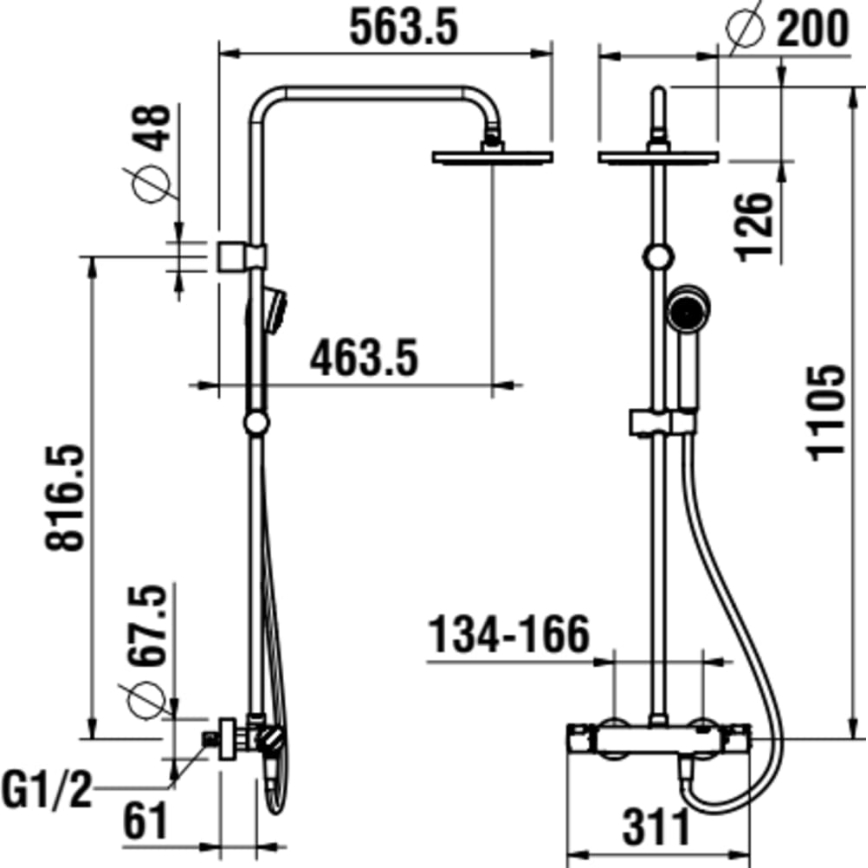 LAUFEN HF500957100600 - Dušo komplektas su termostatiniu maišytuvu CITYPRO blizgus chromas