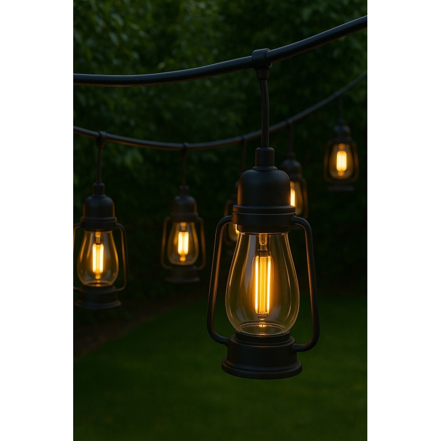 Lauko Dekoratyvinė girlianda GIRLIANDA 20xLED 20m IP44 šilta balta
