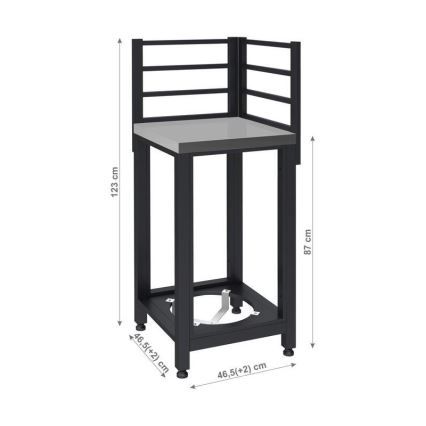 Lauko kampinis modulis 47x47x123 cm juoda/nerūdijančio plieno