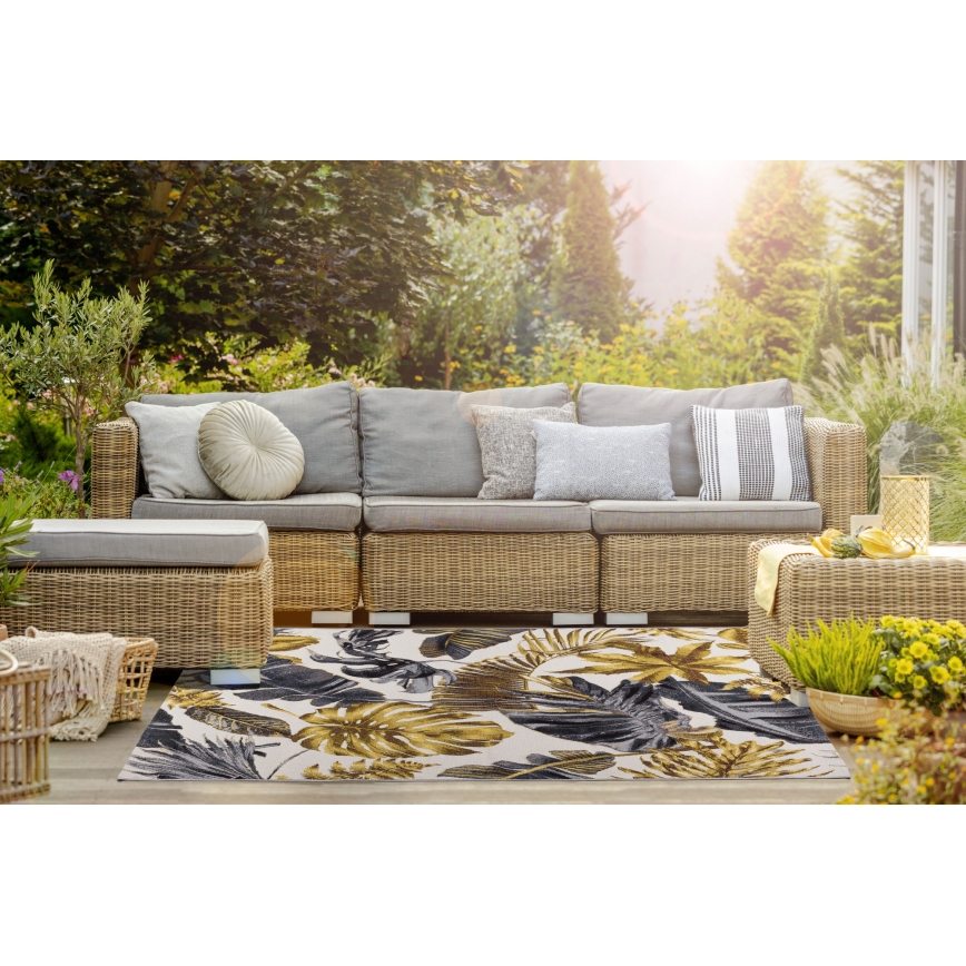 Lauko kilimas CAPPUCCINO 80x165 cm auksinis/pilkas/baltas