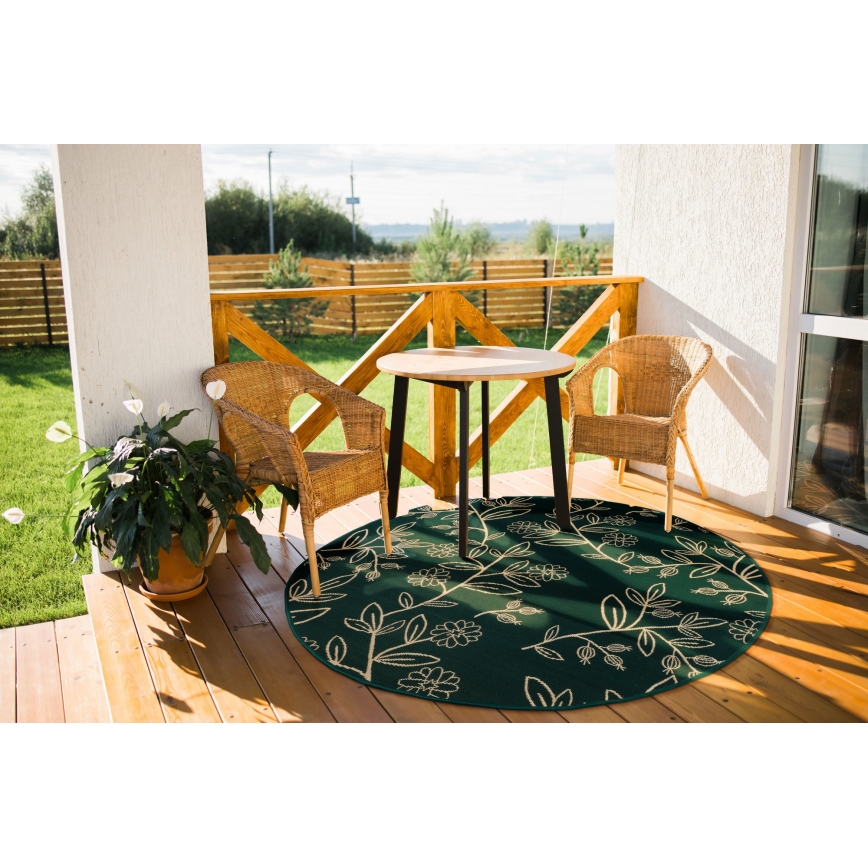 Lauko kilimas JUNGLE 135 cm žalias/lapų raštas