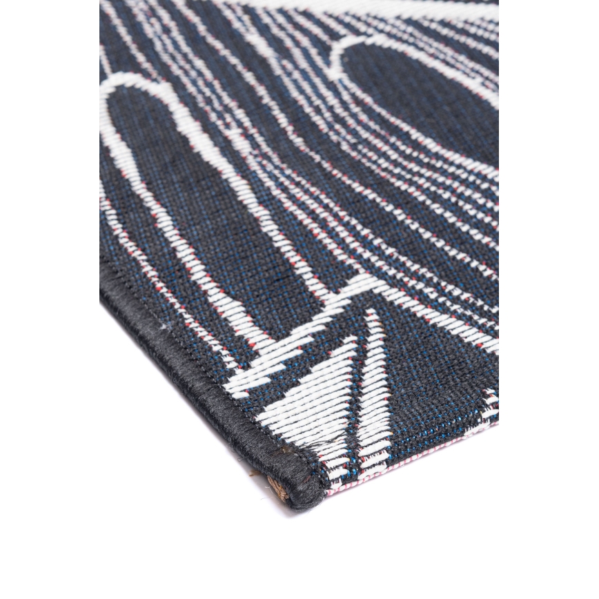 Lauko kilimas JUNGLE 160x220 cm juoda/balta/lapų raštas