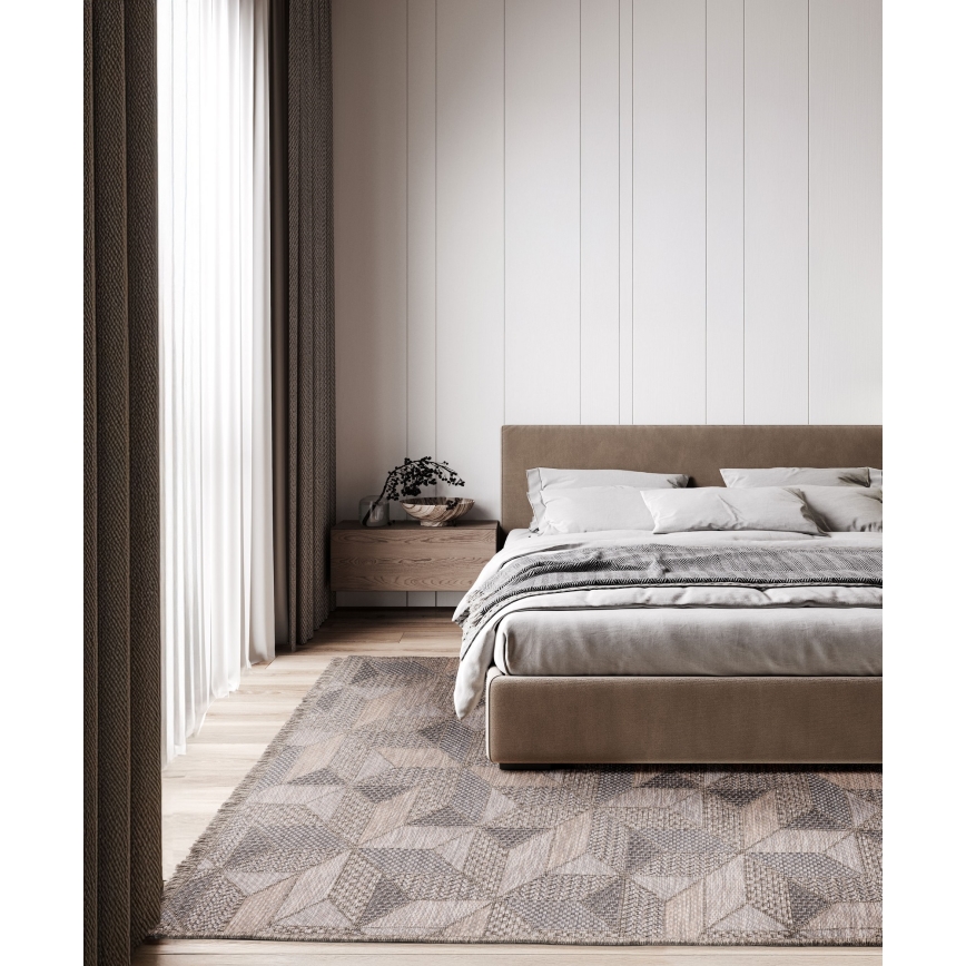 Lauko kilimas ORIA 160x220 cm pilka/bėžinė