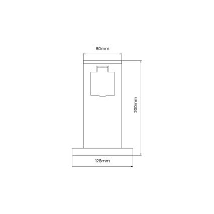 Lauko kištukinių lizdų stulpas 1Z SCHUKO 230V IP44 20 cm juoda