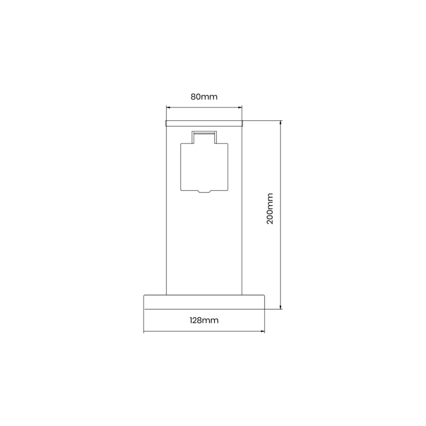 Lauko kištukinių lizdų stulpas 1Z SCHUKO 230V IP44 20 cm juoda
