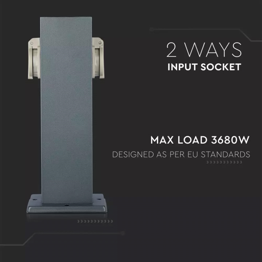 Lauko kištukinių lizdų stulpas SCHUKO 2Z 230V IP44