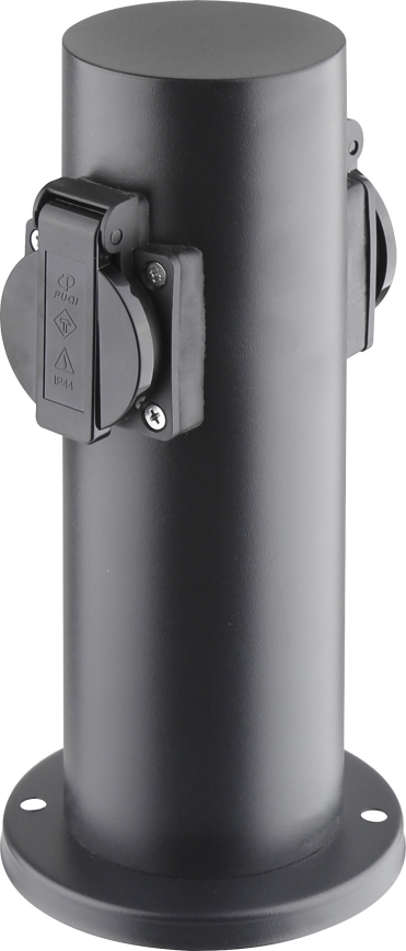 Lauko kištukinių lizdų stulpas 2Z 230V IP44 juoda kampinis