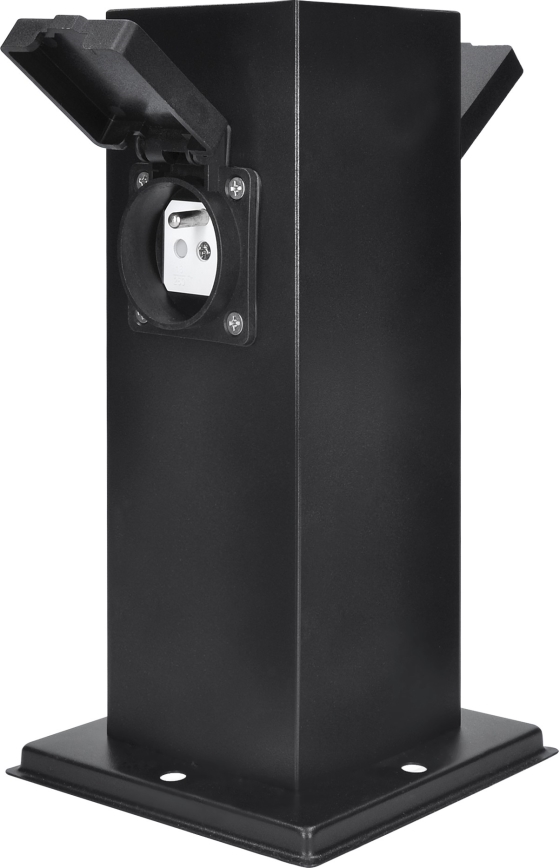 Lauko kištukinių lizdų stulpas 2Z 230V IP44 juoda kampinis