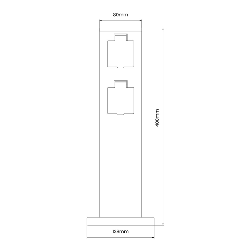 Lauko kištukinių lizdų stulpas 2Z SCHUKO 230V IP44 40 cm juoda