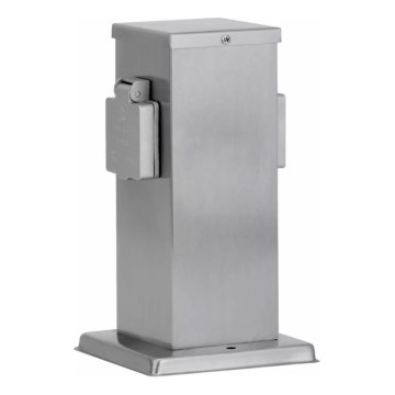 Lauko kištukinių lizdų stulpas 2Z SCHUKO 230V matinis chromas IP44
