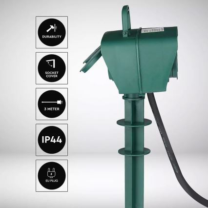 Lauko kištukinių lizdų stulpas SCHUKO 4Z 230V IP44