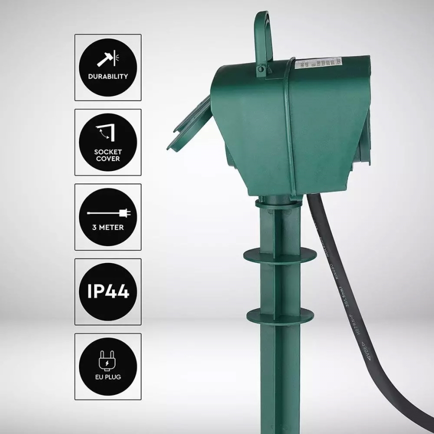 Lauko kištukinių lizdų stulpas SCHUKO 4Z 230V IP44