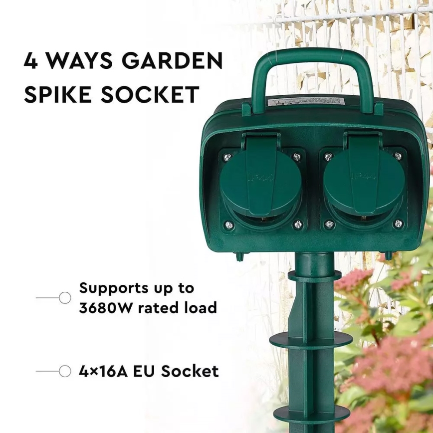 Lauko kištukinių lizdų stulpas SCHUKO 4Z 230V IP44