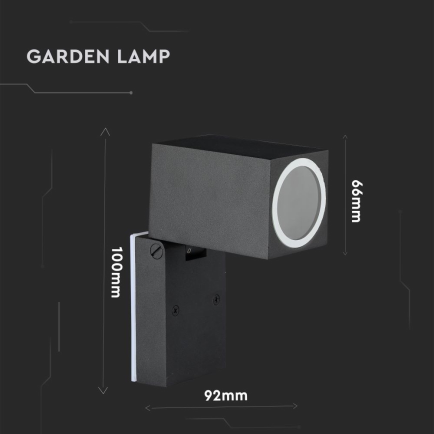 Lauko lankstus Sieninis šviestuvas 1xGU10/35W/230V IP44 juoda