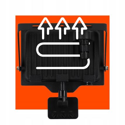 LED lauko prožektorius su judesio ir sutemos jutikliu LED/50W/230V 4500K IP65 juodas