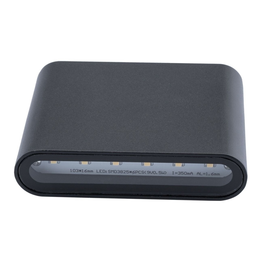 Lauko LED sieninis šviestuvas  FLOW 2xLED/3W/230V IP54 juodas