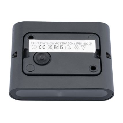 Lauko LED sieninis šviestuvas  FLOW 2xLED/3W/230V IP54 juodas