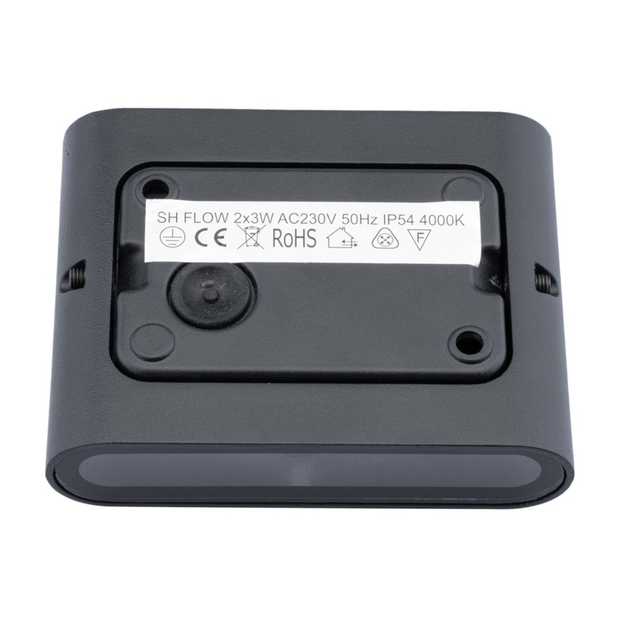 Lauko LED sieninis šviestuvas  FLOW 2xLED/3W/230V IP54 juodas