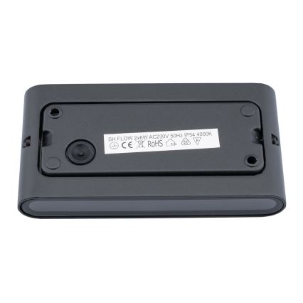 Lauko LED sieninis šviestuvas FLOW 2xLED/6W/230V IP54 juodas