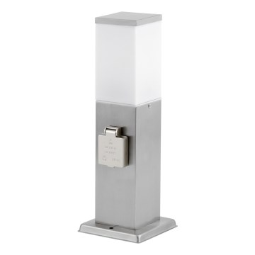 Lauko lempa su 2 lizdais SCHUKO 1xE27/20W/230V matinis chromas IP44