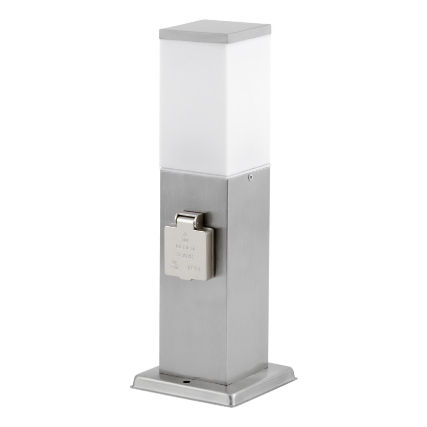 Lauko lempa su 2 lizdais SCHUKO 1xE27/20W/230V matinis chromas IP44