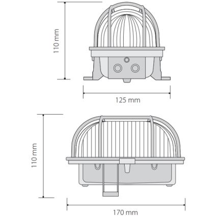 Lauko lubinis šviestuvas OVAL 1xE27/60W/230V IP44