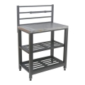Lauko modulinis stalas 80x47x123 cm juodas/nerūdijančio plieno