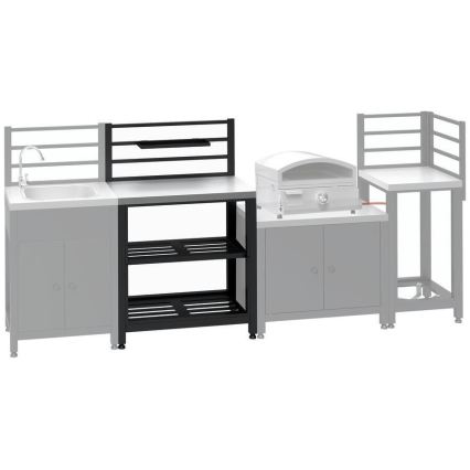 Lauko modulinis stalas 80x47x123 cm juodas/nerūdijančio plieno