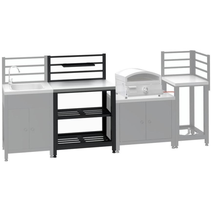 Lauko modulinis stalas 80x47x123 cm juodas/nerūdijančio plieno