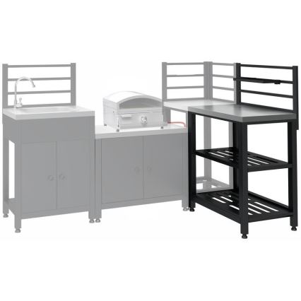 Lauko modulinis stalas 80x47x123 cm juodas/nerūdijančio plieno