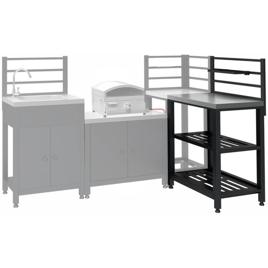 Lauko modulinis stalas 80x47x123 cm juodas/nerūdijančio plieno