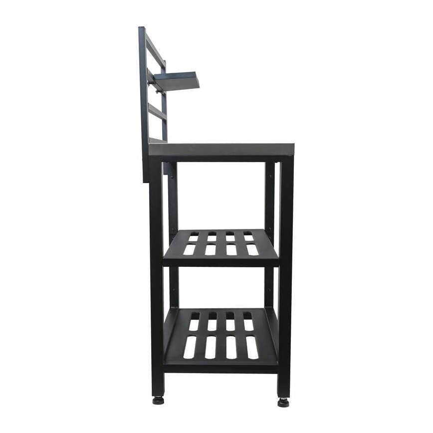 Lauko modulinis stalas 80x47x123 cm juodas/nerūdijančio plieno