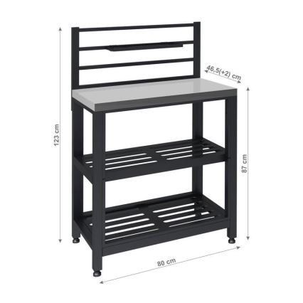 Lauko modulinis stalas 80x47x123 cm juodas/nerūdijančio plieno