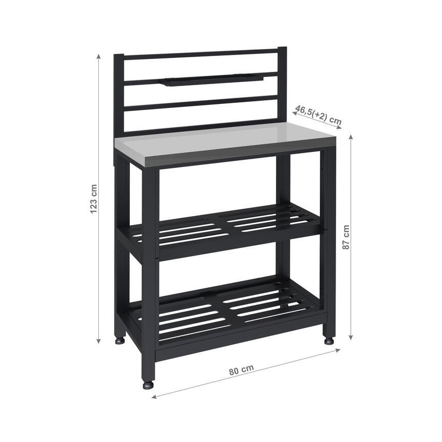 Lauko modulinis stalas 80x47x123 cm juodas/nerūdijančio plieno