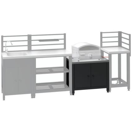 Lauko modulis spintelė griliui 80x47x69 cm juoda/nerūdijančio plieno